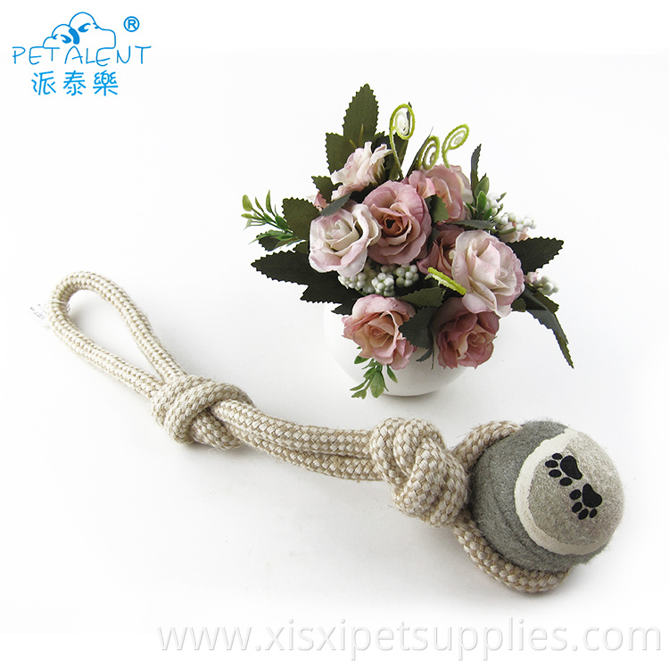 Funny dog product eco-friendly dog chew simple cotton rope pet toy dog chewing tennis ball toy